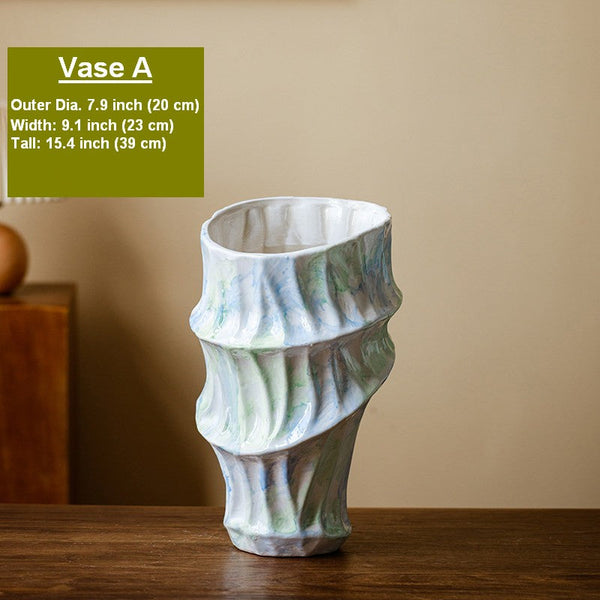 Modern Porcelain Flower Vases, Handmade Water Holding Flower Vases, Centerpiece on Dining Table, Ceramic Bouquet Vases, Flower Vases on Table-HomePaintingDecor