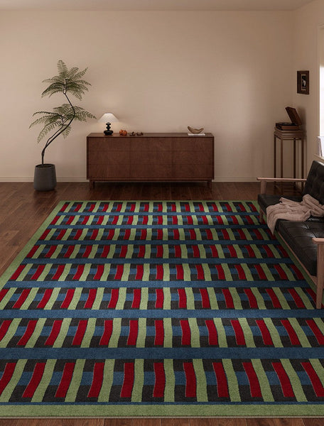 Colorful Absract Rugs for Bedroom, Minimalist Geometric Rugs for Living Room, Mid Century Modern Rugs, Contemporary Modern Rugs for Living Room-HomePaintingDecor