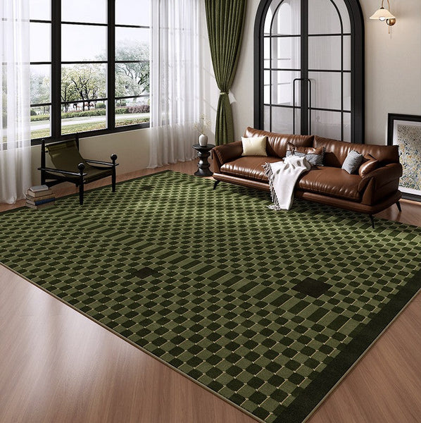 Living Room Contemporary Modern Rugs, Minimalist Geometric Rugs for Living Room, Green Absract Rugs for Bedroom, Mid Century Modern Rugs-HomePaintingDecor