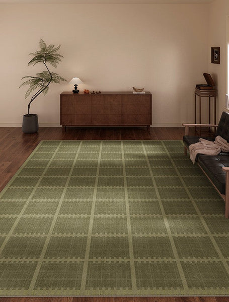 Contemporary Modern Rugs for Living Room, Minimalist Geometric Rugs for Living Room, Mid Century Modern Rugs, Green Absract Rugs for Bedroom-HomePaintingDecor