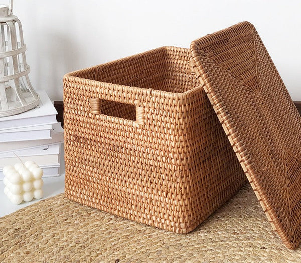 Storage Basket for Shelves, Large Rectangular Storage Basket, Storage Baskets for Kitchen, Woven Storage Basket for Living Room-HomePaintingDecor