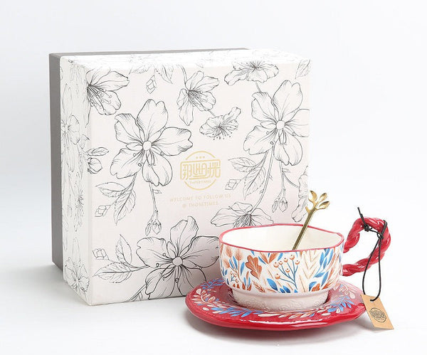 Porcelain Tea Cup Set, Ceramic Coffee Cup Set, Tea Cup With Saucer, Coffee Cup With Saucer, British Afternoon Tea Set, Gift Box Tea Set-HomePaintingDecor