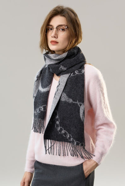 Holiday Women Scarf, Christmas Gifts for Her, Modern Wool Scarf, Warm Winter Scarf, Cold Weather Scarf, Fashion Scarf, Soft Cashmere Scarf for Girls, Elegant Designer Scarf-HomePaintingDecor