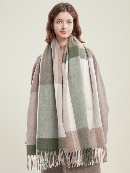 Wool Scarf for Women, Plaid Winter Shawl, Soft Wool Scarf for women, Christmas Holiday Gift, Evening Wrap, Large Winter Shawl, Elegant Shawl, Warm Cape, Winter Scarves-HomePaintingDecor