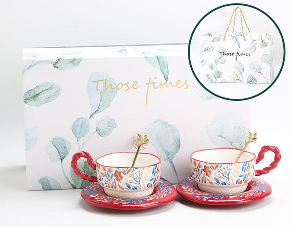 Ceramic Coffee Cup Set, Tea Cup With Saucer, Coffee Cup With Saucer, Porcelain Tea Cup Set, British Afternoon Tea Set, Gift Box Tea Set-HomePaintingDecor