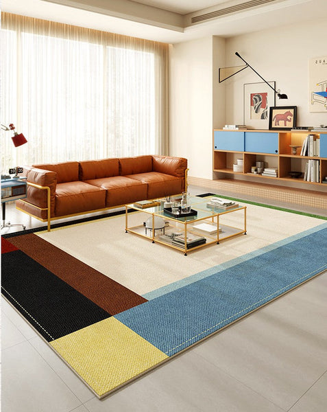 Modern Living Room Rug Ideas, Geometric Contemporary Area Rugs, Mid Century Modern Rugs, Colorful Modern Rugs for Bedroom-HomePaintingDecor