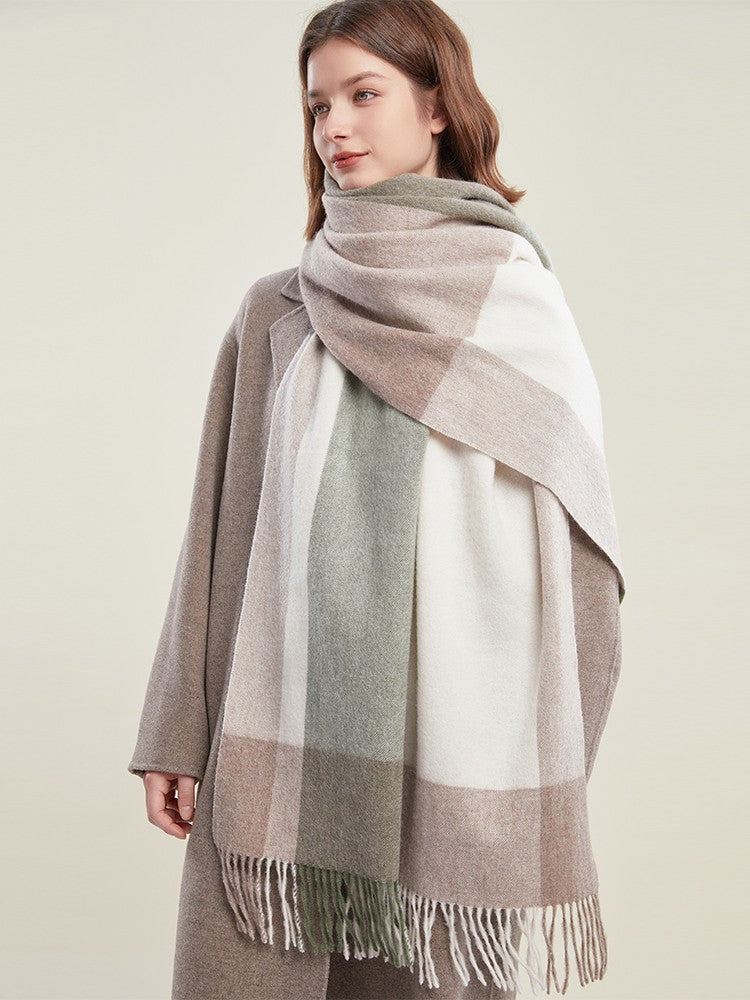 Wool Scarf for Women, Plaid Winter Shawl, Soft Wool Scarf for women, Christmas Holiday Gift, Evening Wrap, Large Winter Shawl, Elegant Shawl, Warm Cape, Winter Scarves-HomePaintingDecor