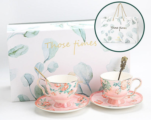 British Tea Cup Set, Afternoon Tea Cup with Saucer Set, Porcelain Tea cups, Elegant Coffee Cup, Porcelain Coffee Cups, Coffee Cup in Gift Box, Vintage Tea Cup Set-HomePaintingDecor