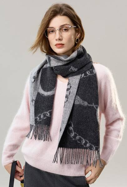 Holiday Women Scarf, Christmas Gifts for Her, Modern Wool Scarf, Warm Winter Scarf, Cold Weather Scarf, Fashion Scarf, Soft Cashmere Scarf for Girls, Elegant Designer Scarf-HomePaintingDecor