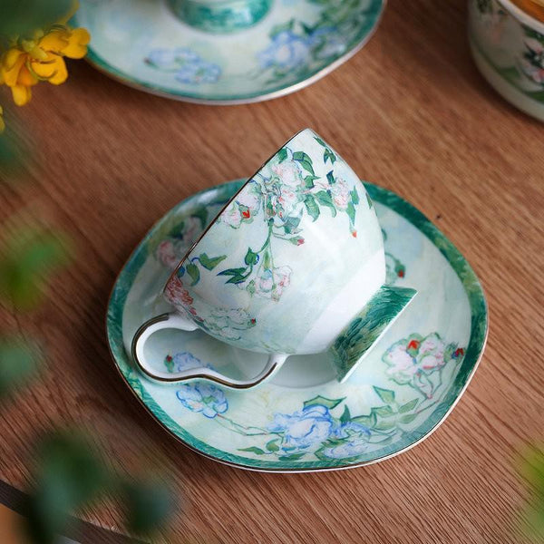 Luxury Tea Cup Set, Elegant Coffee Cup, Porcelain Tea Saucer, Ceramic Tea Cup Set, British Tea Cup Set-HomePaintingDecor