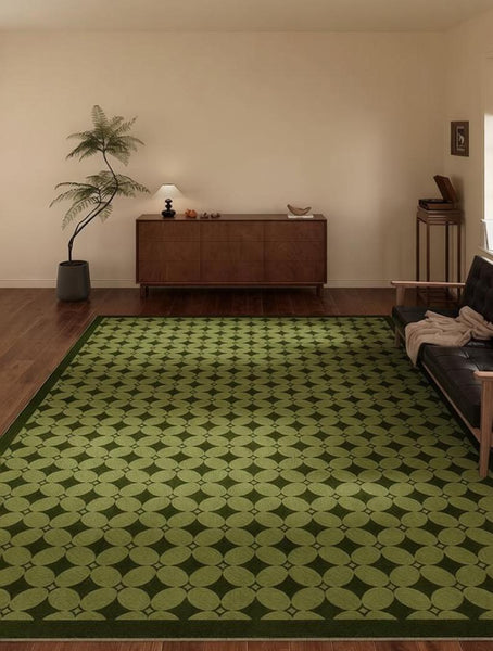Mid Century Modern Rugs, Green Absract Rugs for Bedroom, Contemporary Modern Rugs for Living Room, Minimalist Geometric Rugs for Living Room-HomePaintingDecor