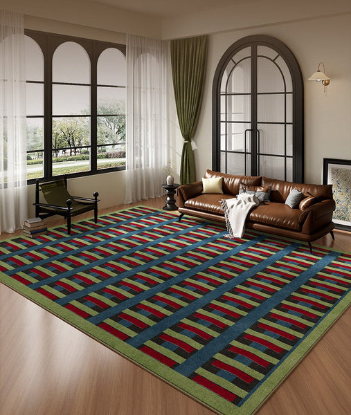 Colorful Absract Rugs for Bedroom, Minimalist Geometric Rugs for Living Room, Mid Century Modern Rugs, Contemporary Modern Rugs for Living Room-HomePaintingDecor