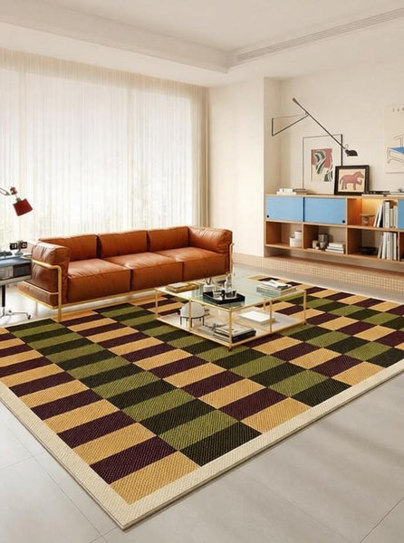 Mid Century Modern Rugs, Colorful Modern Rugs for Bedroom, Modern Living Room Rug Ideas, Geometric Contemporary Area Rugs-HomePaintingDecor