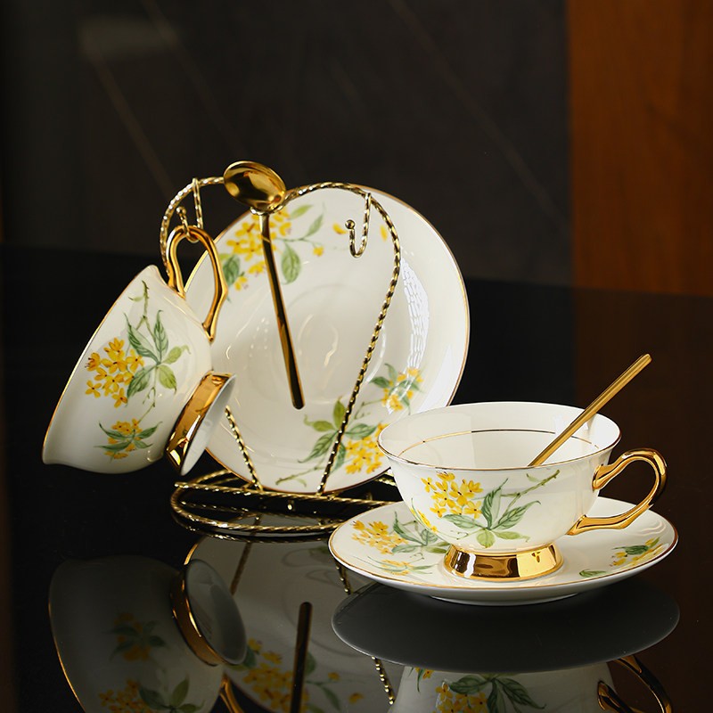 British Royal Ceramic Tea Cups For Afternoon Tea, Elegant Vintage Style Fine Porcelain Saucer Set