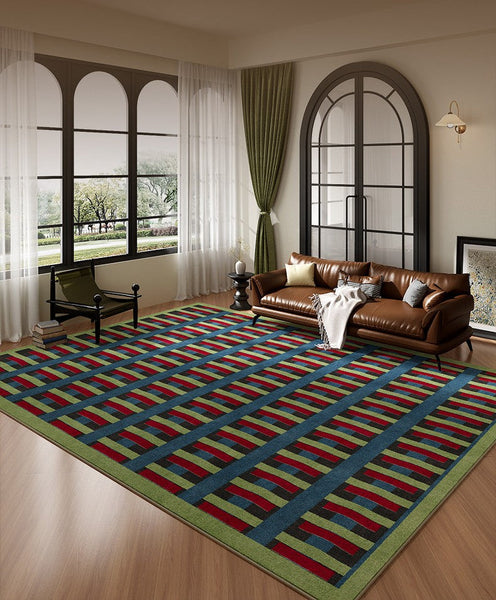 Colorful Absract Rugs for Bedroom, Minimalist Geometric Rugs for Living Room, Mid Century Modern Rugs, Contemporary Modern Rugs for Living Room-HomePaintingDecor