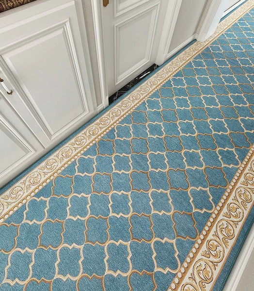 Modern Long Hallway Runners, Entryway Runner Rugs, Stain-resistant Non Slip Entrance Hallway Runners, Extra Long Narrow Runner Rugs, Kitchen Runner Rugs, Blue Hallway Runners-HomePaintingDecor