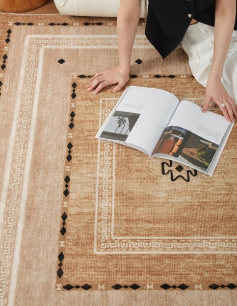 Contemporary Rugs for Bedroom, Mid Century Modern Rugs Next to Bed, Abstract Modern Carpets for Living Room, Modern Rugs for Dining Room-HomePaintingDecor