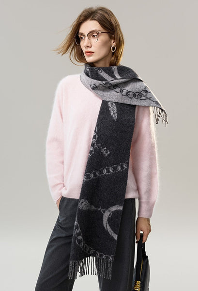 Holiday Women Scarf, Christmas Gifts for Her, Modern Wool Scarf, Warm Winter Scarf, Cold Weather Scarf, Fashion Scarf, Soft Cashmere Scarf for Girls, Elegant Designer Scarf-HomePaintingDecor