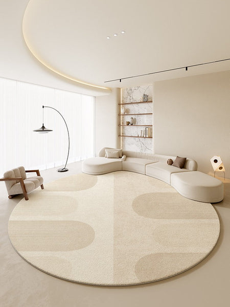 Bathroom Modern Round Rugs, Circular Modern Rugs under Coffee Table, Round Contemporary Modern Rugs for Bedroom, Round Modern Rugs in Living Room-HomePaintingDecor