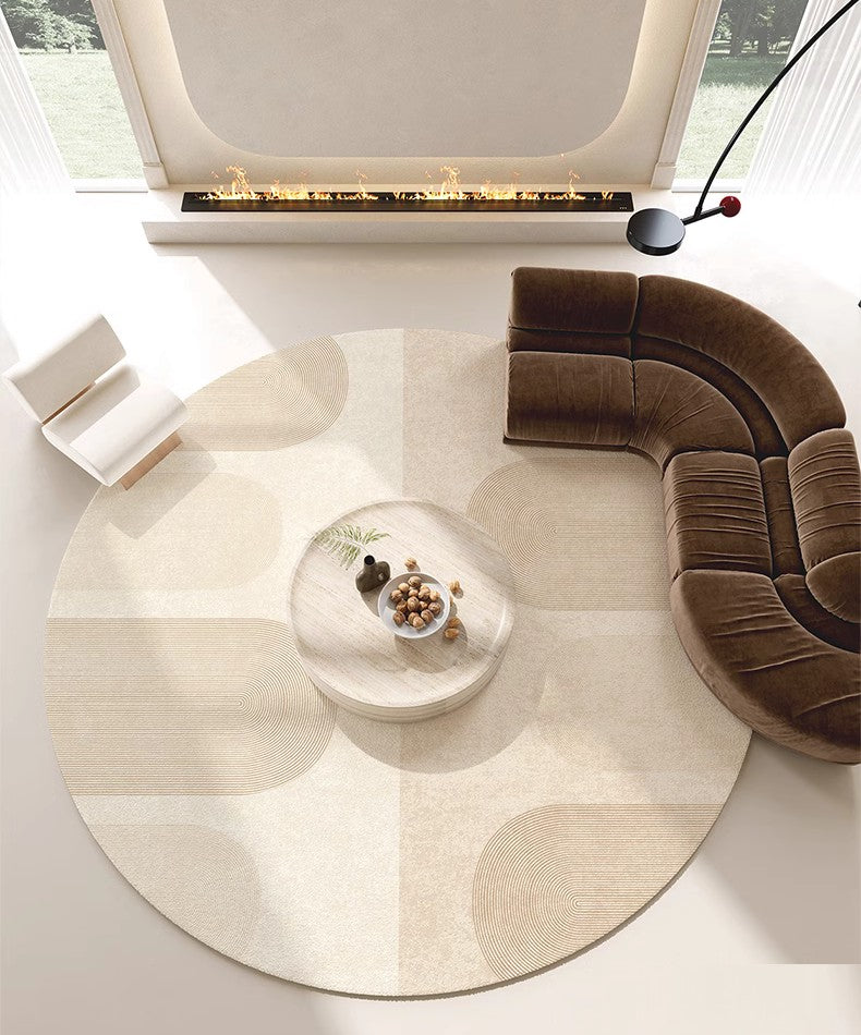 Bathroom Modern Round Rugs, Circular Modern Rugs under Coffee Table, Round Contemporary Modern Rugs for Bedroom, Round Modern Rugs in Living Room-HomePaintingDecor