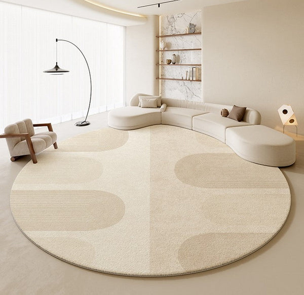 Round Contemporary Modern Rugs for Bedroom, Bathroom Modern Round Rugs, Circular Modern Rugs under Coffee Table, Round Modern Rugs in Living Room-HomePaintingDecor