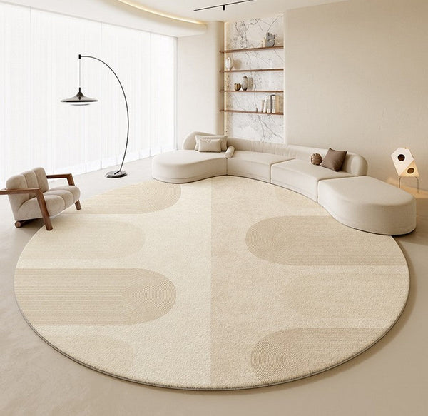 Bathroom Modern Round Rugs, Circular Modern Rugs under Coffee Table, Round Contemporary Modern Rugs for Bedroom, Round Modern Rugs in Living Room-HomePaintingDecor
