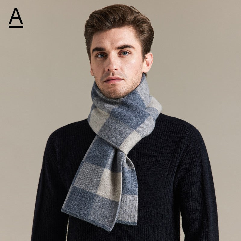 Plaid Scarf for Men, Business Wool Scarf for Gentleman, Men's Winter Scarf, Men's Wool Scarf Winter, Modern Fashion Scarf, Formal Men Scarf Styles, Pure Wool Scarf-HomePaintingDecor