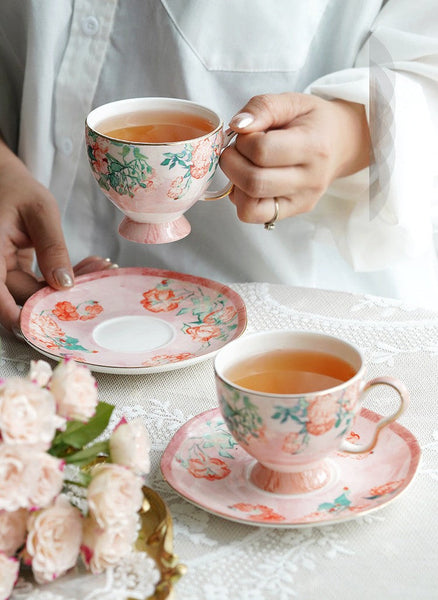 British Tea Cup Set, Afternoon Tea Cup with Saucer Set, Porcelain Tea cups, Elegant Coffee Cup, Porcelain Coffee Cups, Coffee Cup in Gift Box, Vintage Tea Cup Set-HomePaintingDecor