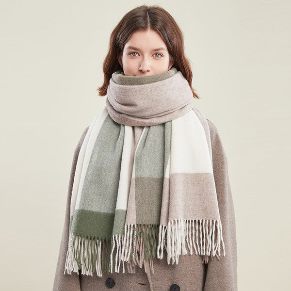 Wool Scarf for Women, Plaid Winter Shawl, Soft Wool Scarf for women, Christmas Holiday Gift, Evening Wrap, Large Winter Shawl, Elegant Shawl, Warm Cape, Winter Scarves-HomePaintingDecor