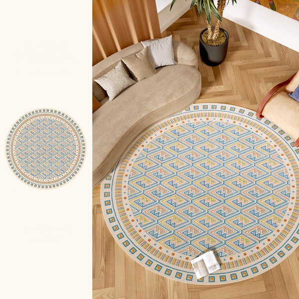 Abstract Contemporary Round Rugs for Dining Room, Circular Modern Rugs for Bathroom, Geometric Modern Rug Ideas for Living Room, Modern Rugs for Children's Room-HomePaintingDecor