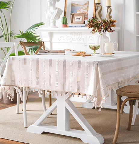 Rustic Table Covers for Kitchen, Linen Rectangular Tablecloth for Oval Table, Country Farmhouse Tablecloth, Large Rectangle Tablecloth for Dining Room Table-HomePaintingDecor