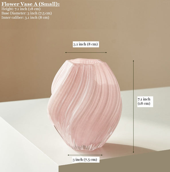 Modern Vases for Living Room, Unique Decorative Glass Vase, Centerpiece Vases on Table, Handmade Contemporary Glass Vases, Mid Century Pink Vases for Flowers-HomePaintingDecor