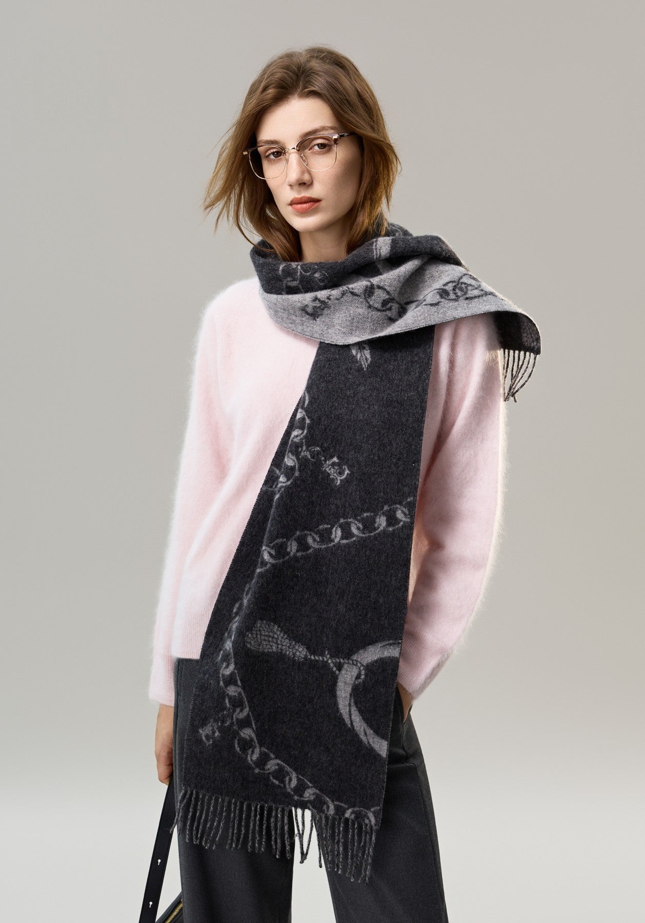 Holiday Women Scarf, Christmas Gifts for Her, Modern Wool Scarf, Warm Winter Scarf, Cold Weather Scarf, Fashion Scarf, Soft Cashmere Scarf for Girls, Elegant Designer Scarf-HomePaintingDecor