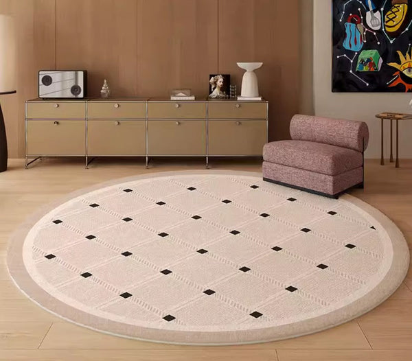 Bedroom Circular Modern Rugs, Mid Century Modern Rugs under Chairs, Geometric Round Rugs for Dining Room, Contemporary Modern Rugs-HomePaintingDecor