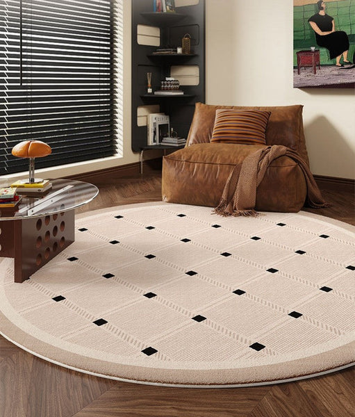Bedroom Circular Modern Rugs, Mid Century Modern Rugs under Chairs, Geometric Round Rugs for Dining Room, Contemporary Modern Rugs-HomePaintingDecor