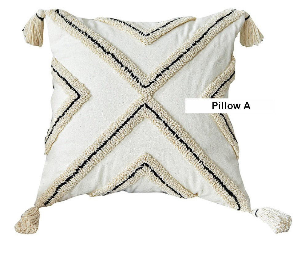 Geometric Square Modern Throw Pillows for Couch, Beige Decorative Throw Pillows, Contemporary Throw Pillow for Interior Design-HomePaintingDecor