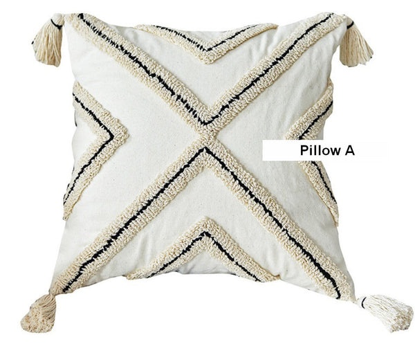Geometric Square Modern Throw Pillows for Couch, Beige Decorative Throw Pillows, Contemporary Throw Pillow for Interior Design-HomePaintingDecor