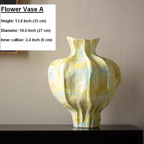 Handmade Modern Flower Vase, Centerpiece Ceramic Bouquet Vases, Large Contemporary Vases on Dining Table, Porcelain Vases for Modern Home Decor-HomePaintingDecor