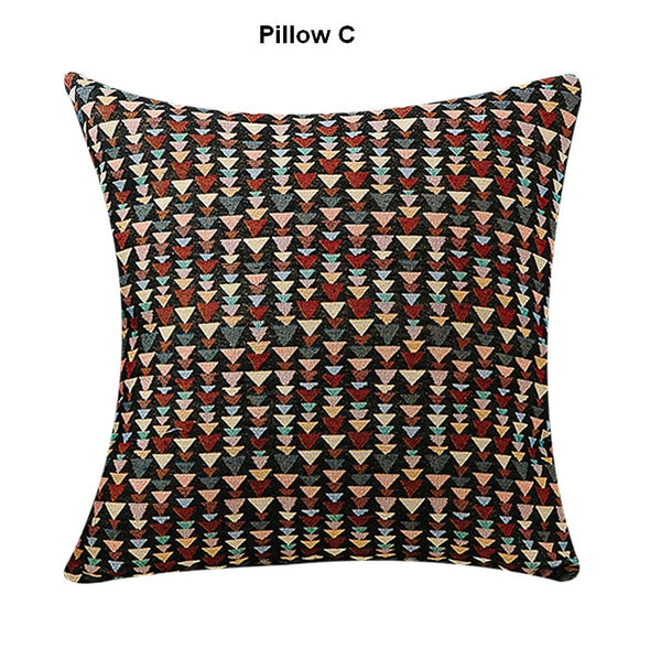 Geometric Pattern Chenille Throw Pillow for Couch, Bohemian Decorative Sofa Pillows, Decorative Throw Pillows for Living Room-HomePaintingDecor