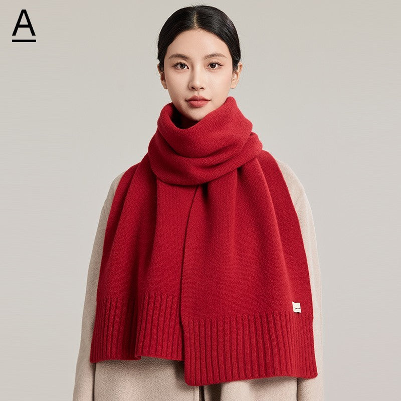 Casual Scarf for Women, Cold Weather Scarf, Fashion Designer Scarf, Red Winter Scarf, Modern Wool Scarf for Women, Soft Cashmere Scarf for Women-HomePaintingDecor