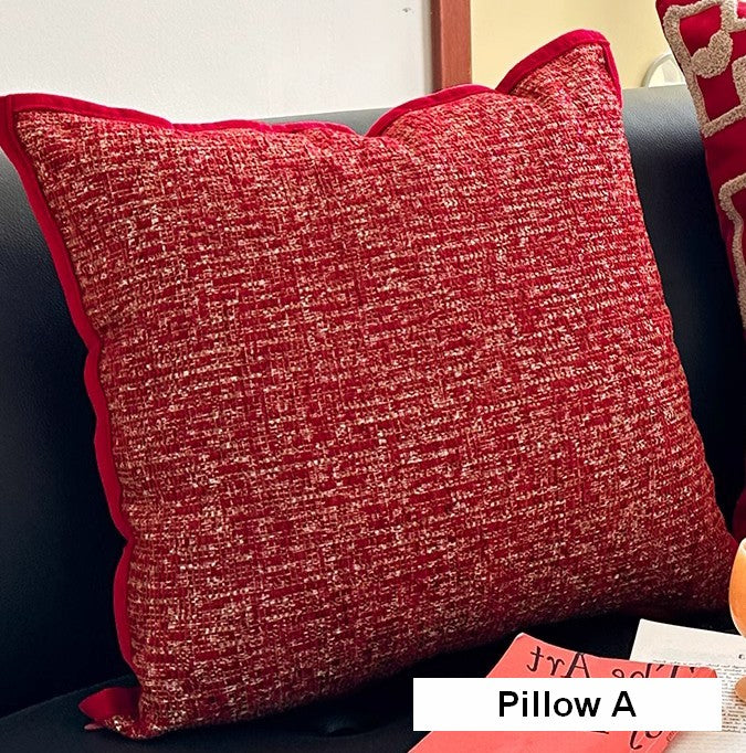 Modern Decorative Pillows for Interior Design, Contemporary Modern Sofa Pillow Covers, Red Square Modern Throw Pillows for Couch-HomePaintingDecor