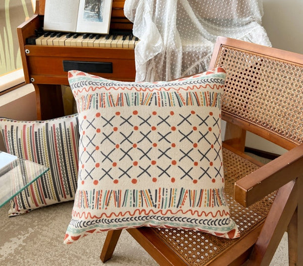 Geometric Modern Pillow Covers, Oriental Square Pillows for Couch, Decorative Throw Pillows for Dining Room, Bohemian Decorative Sofa Pillows-HomePaintingDecor