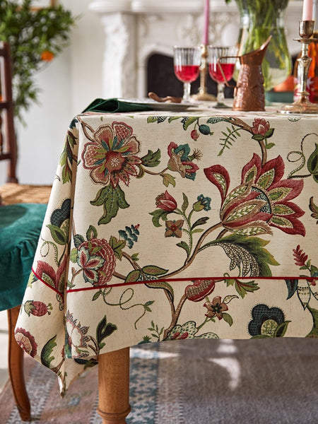 Spring Flower Table Cover for Kitchen, Large Modern Rectangular Tablecloth Ideas for Dining Room Table, Rustic Garden Floral Tablecloth for Round Table-HomePaintingDecor