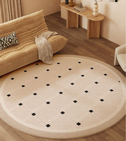 Bedroom Circular Modern Rugs, Mid Century Modern Rugs under Chairs, Geometric Round Rugs for Dining Room, Contemporary Modern Rugs-HomePaintingDecor