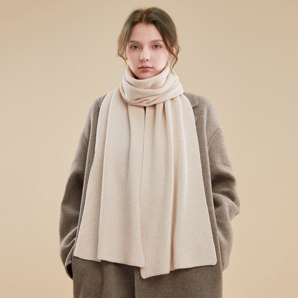 Beige Winter Scarf, Fashion Designer Scarf, Cold Weather Scarf, Cashmere Scarf for Women, Casual Scarf for Women, Modern Wool Scarf for Women-HomePaintingDecor