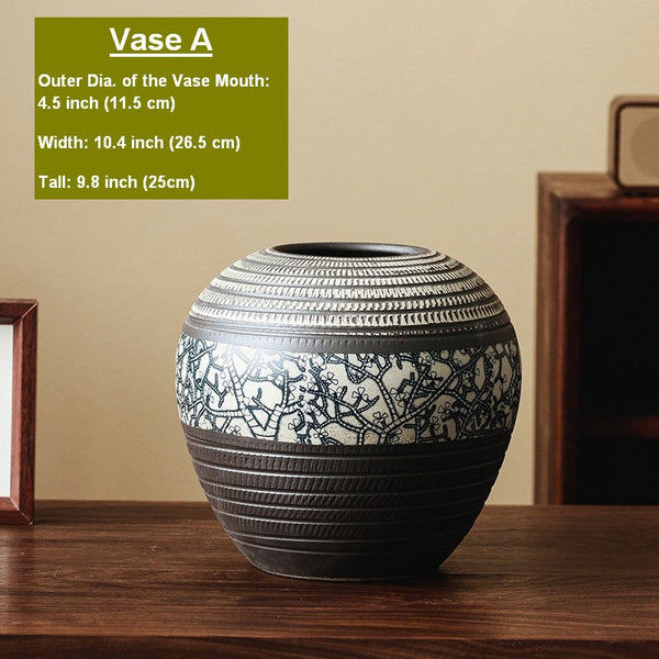 Large Pottery Flower Vases Urn, Centerpiece on Dining Table, Flower Vase on Table, Handmade Water Holding Flower Vases, Modern Bouquet Vases-HomePaintingDecor