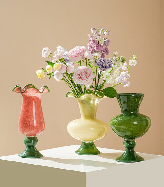 Unique Modern Glass Vase, Contemporary Vase for Modern Home Decor, Modern Glass Flower Vases, Handmade Liuli Vases, Centerpiece Vases on Table-HomePaintingDecor