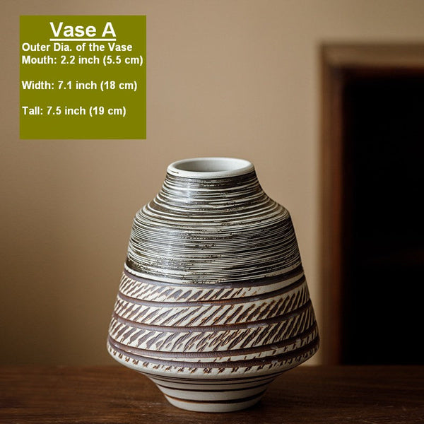 Centerpiece on Dining Table, Handmade Pottery Flower Vases Urn, Modern Bouquet Flower Vases, Water Holding Flower Vases, Large Flower Vase on Table-HomePaintingDecor