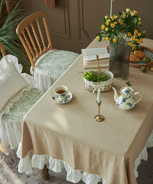 Modern Table Cloth, Beige Tablecloth for Home Decoration, Square Tablecloth for Round Table, Extra Large Rectangle Tablecloth for Dining Room Table-HomePaintingDecor