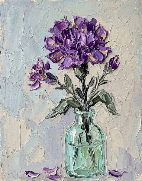 Impasto Canvas Art, Original Oil Painting on Canvas, Small Canvas Artwork for Sale, Original Flower Paintings, Carnations in Glass Vase